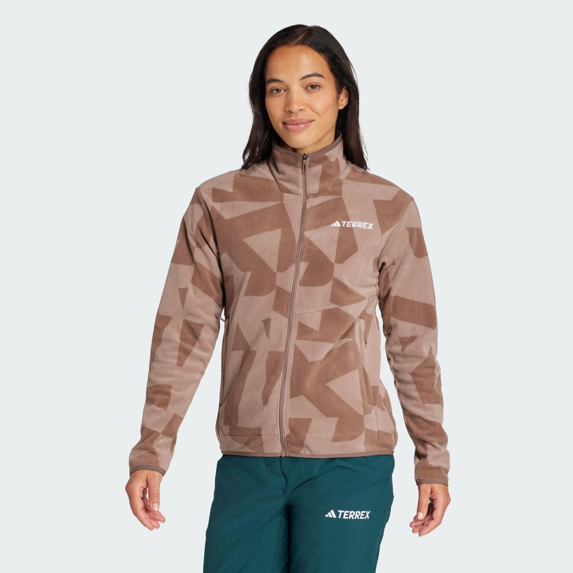adidas dames Terrex Multi Printed Full Zip Fleece Jacket, glow blue/Crystal Sky, M