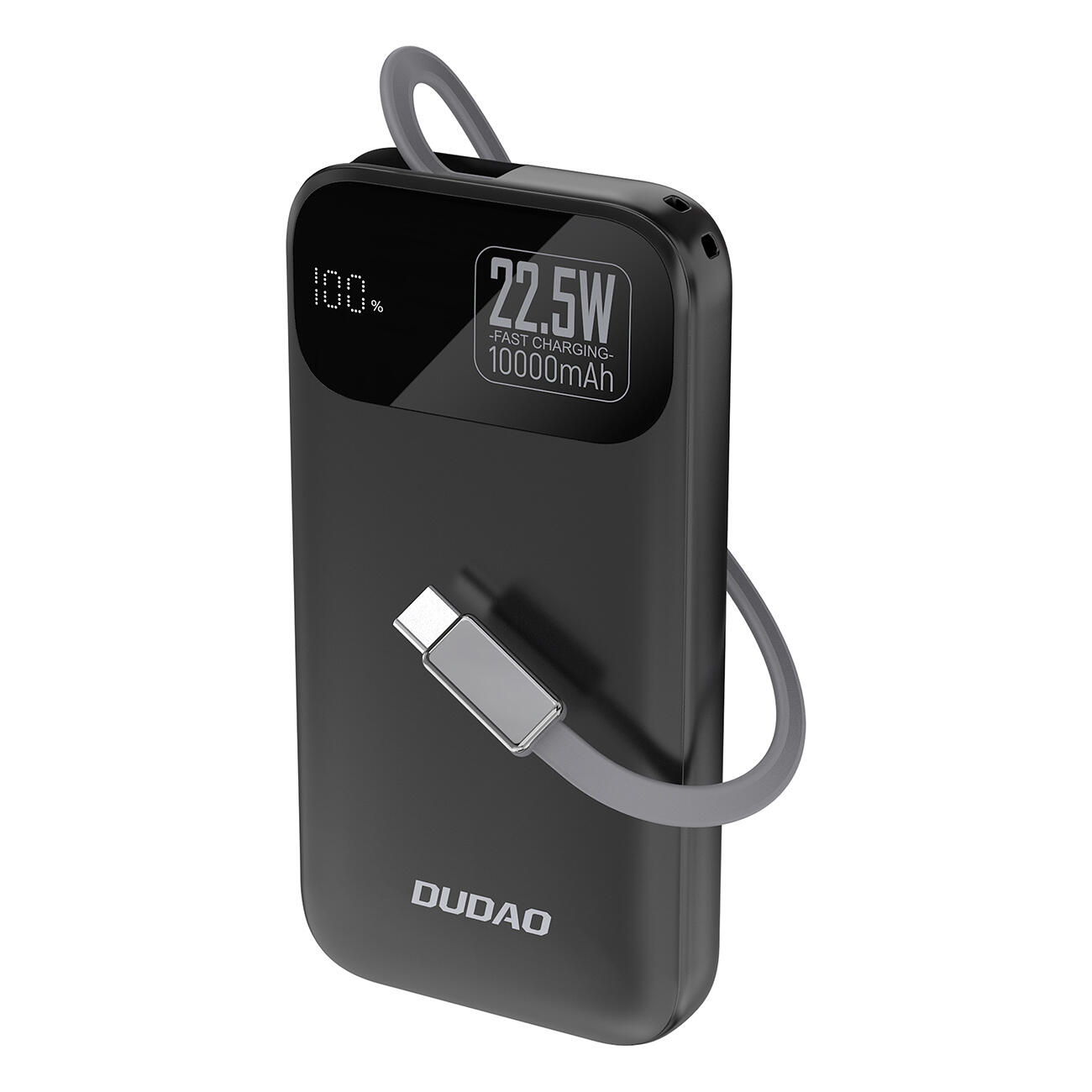 Powerbank Dudao K31 10000 mAh 22,5W PD z wbudowanym kablem czarny