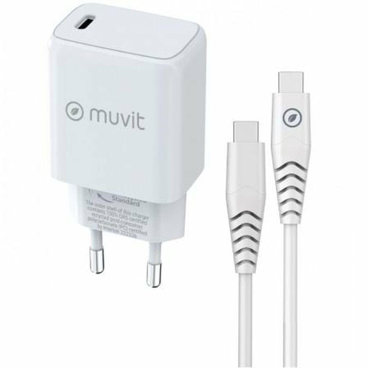 Ładowarka ścienna + kabel-USB-C Muvit Biały 20 W