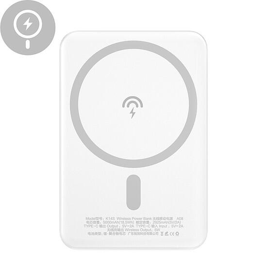 Dudao bezprzewodowy power bank MagSafe 10W (5W Magsafe) 5000mAh biały K14S