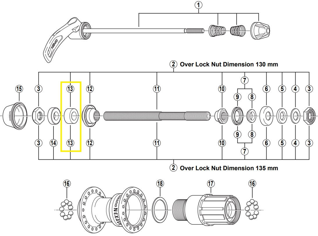 Shimano pierścieniem dystansowym po lewej stronie 8 MM fht300, M330, M737, mc33,32,30,12 Y22004110