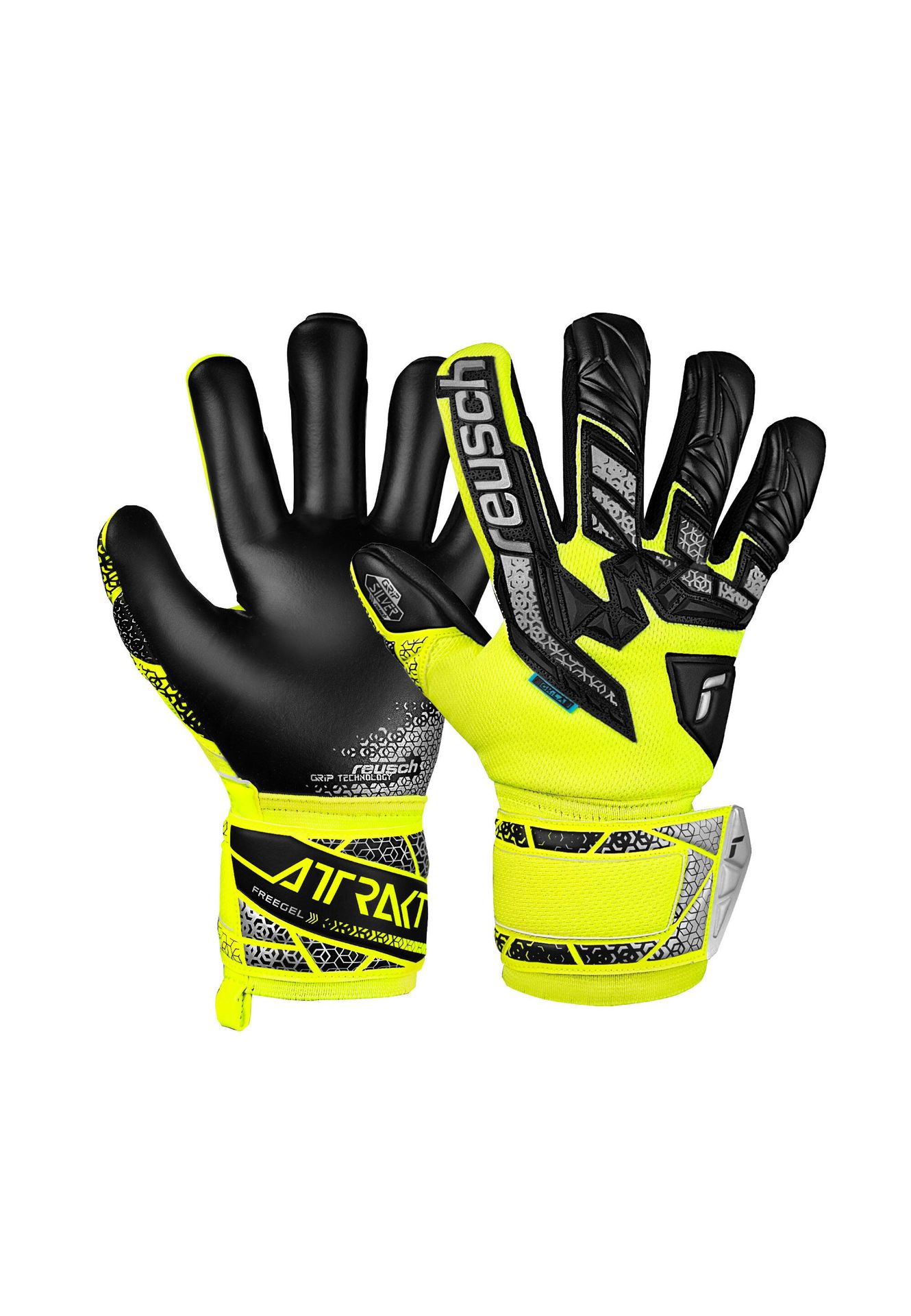 Rękawice bramkarskie Reusch Attrakt Freegel Silver Junior żołto-czarne 5572