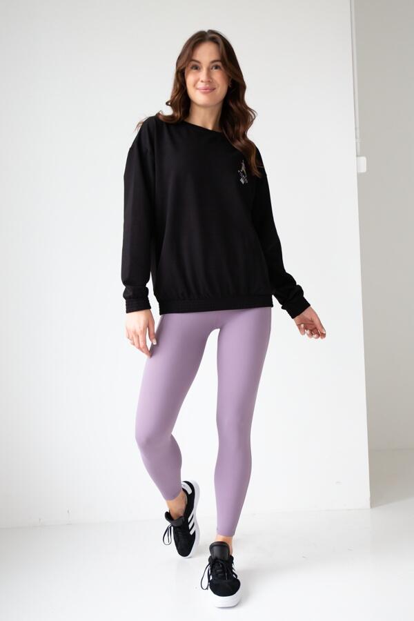 Bluza dresowa damska dłuższa 2skin I love pilates black