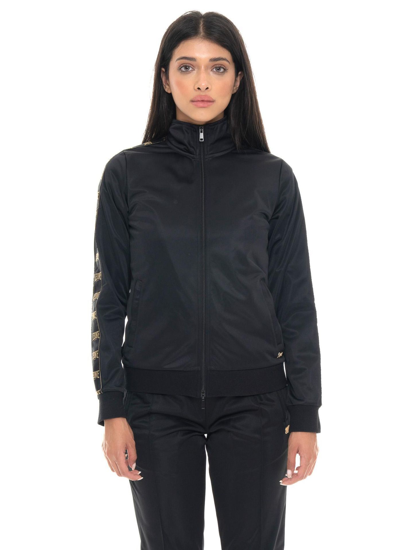 Damskie bluzy z triacetatu z paskami z logo Leone 1947 Gold Studs