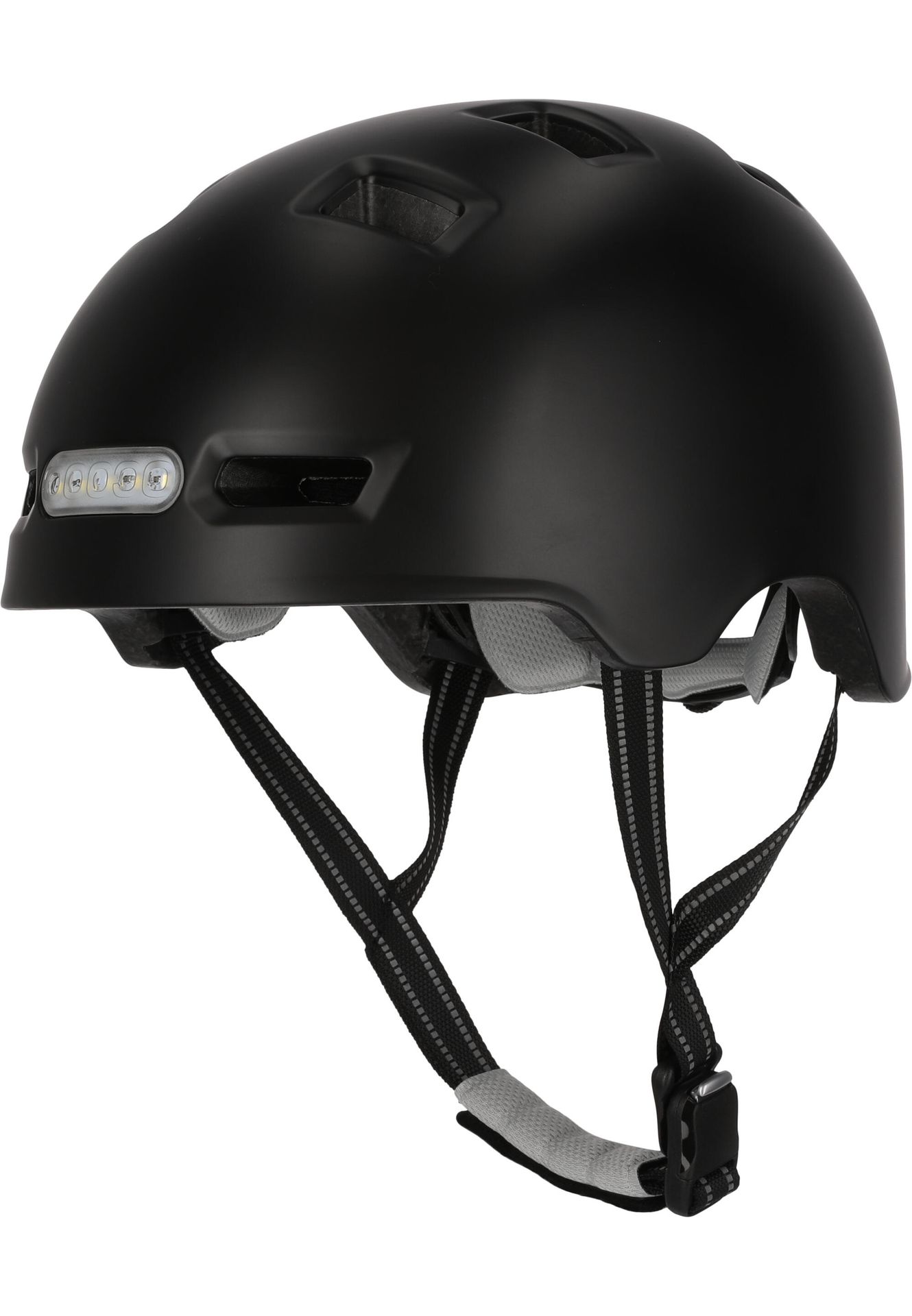 Kask Rowerowy Skater z Oświetleniem Przednim i TylnymCzarny L 57-61cmEN1078