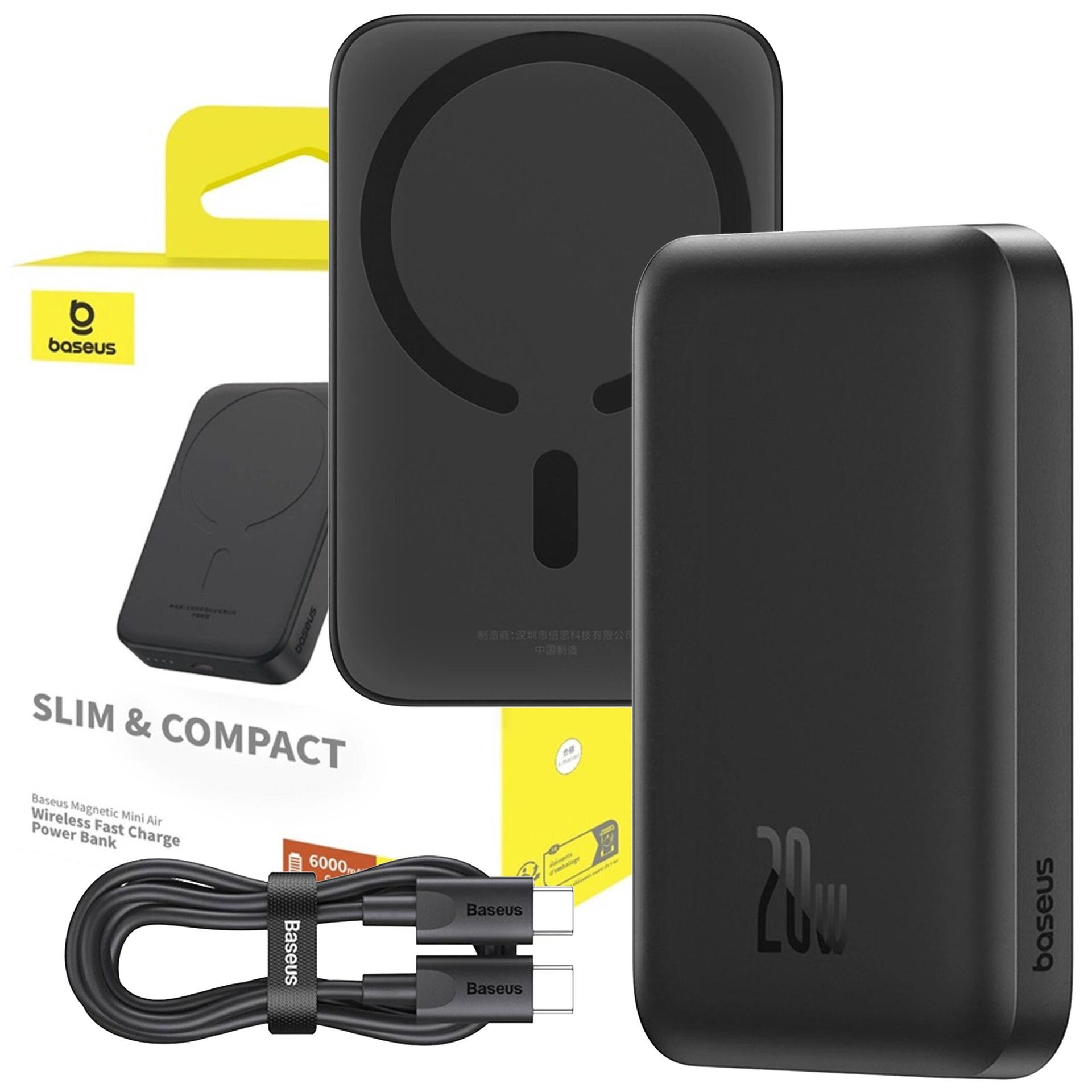 Baseus P10059002113-00 Magnetic Mini Air 6000mAh 20W Czarny