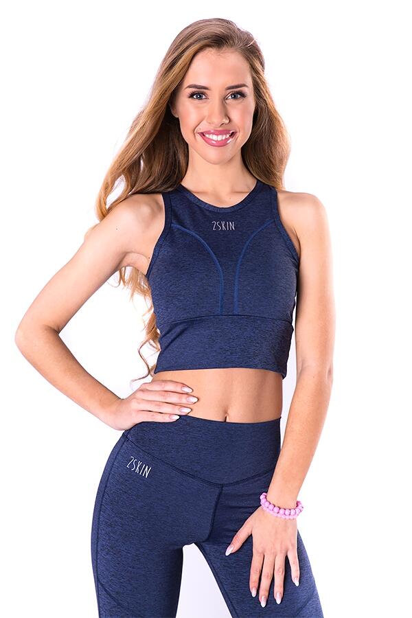 Top sportowy na siłownię damski 2skin QUEEN NAVY