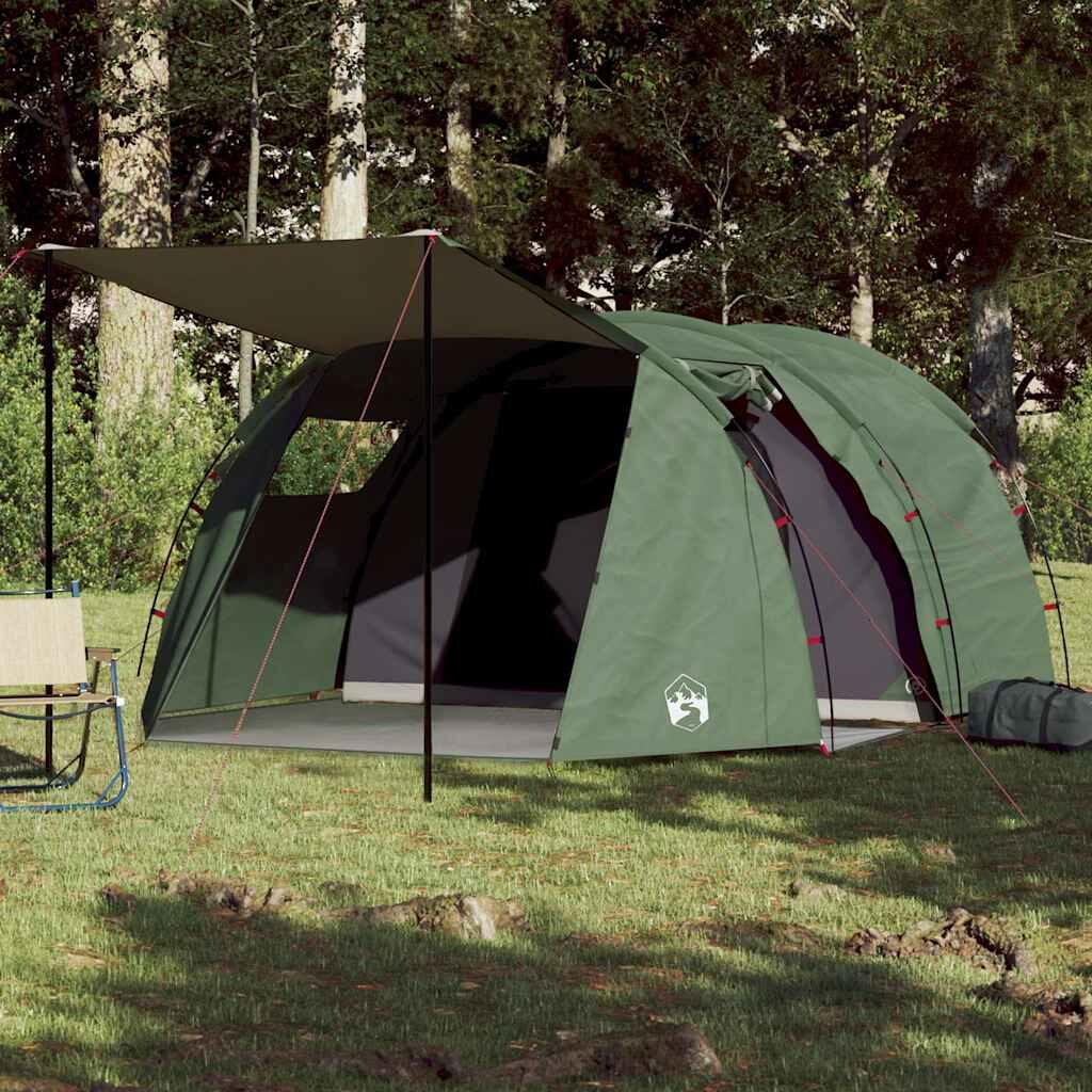 vidaXL Namiot kempingowy, 4-os., zielony, 420x260x153 cm, tafta 185T
