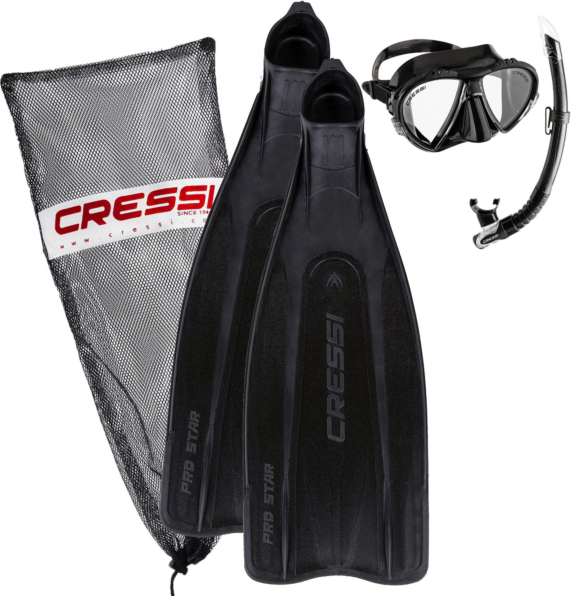 Cressi Pro Star Bag Apnoe zestaw do nurkowania, dla osoby dorosłej: Italian Quality Since 1946, czarny BG189537