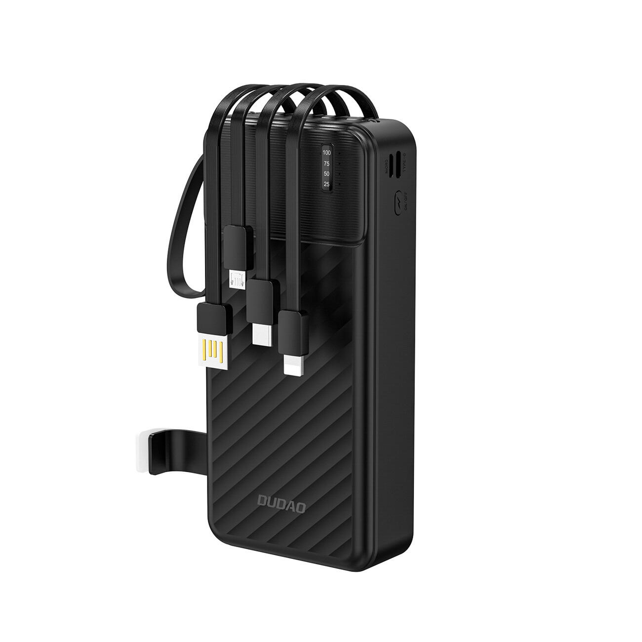Powerbank Dudao K11 Pro 20000mAh z wbudowanymi kablami czarny