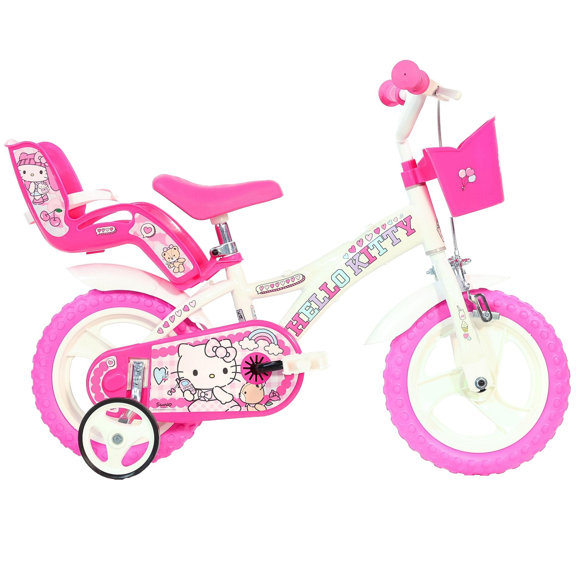 Rower dziecięcy DINO HELLO KITTY, 12 cali [Biały, Rama dziecięca]