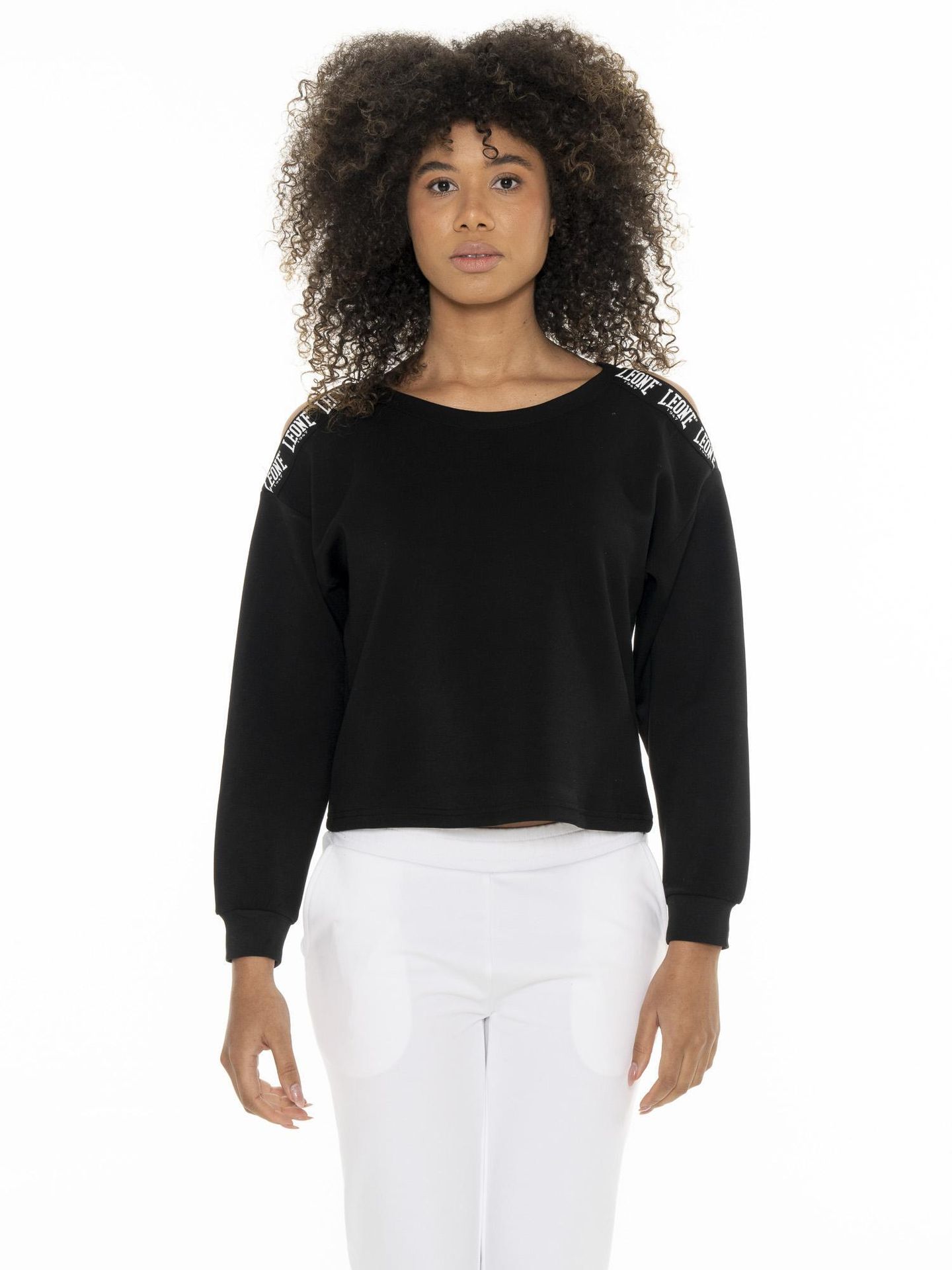 Leone Black'n White damskie bluzy z kapturem z odkrytymi ramionami