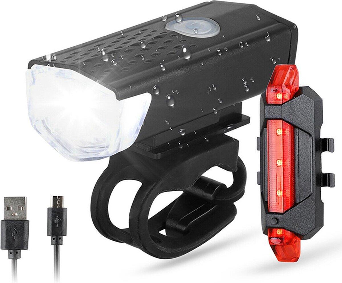 Zestaw lampek rowerowych LED - lampka przednia i tylna - 300 i 20 lumenów