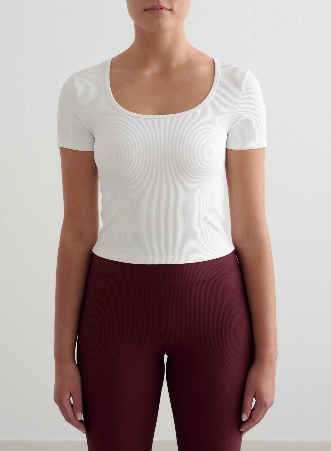 Damski top szybkoschnący, second skin, prążkowany Ribbed Performance biały