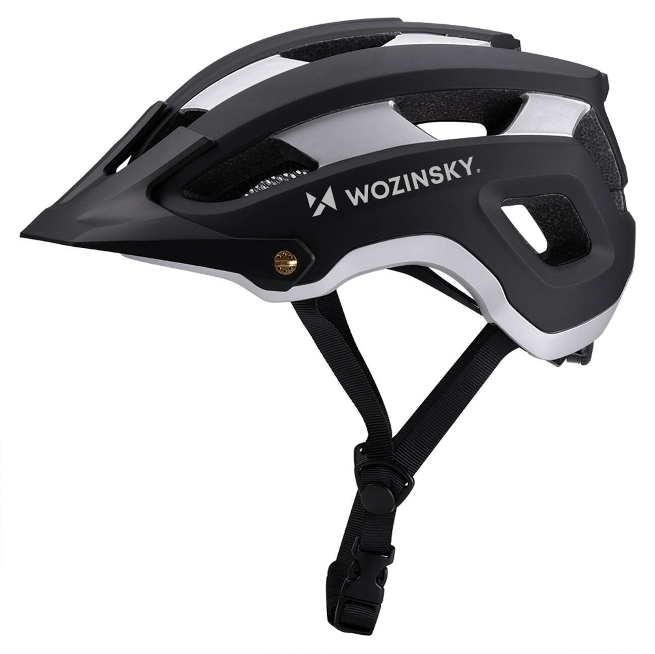 kask rowerowy mtb wozinsky lekki l - czarno-srebrny
