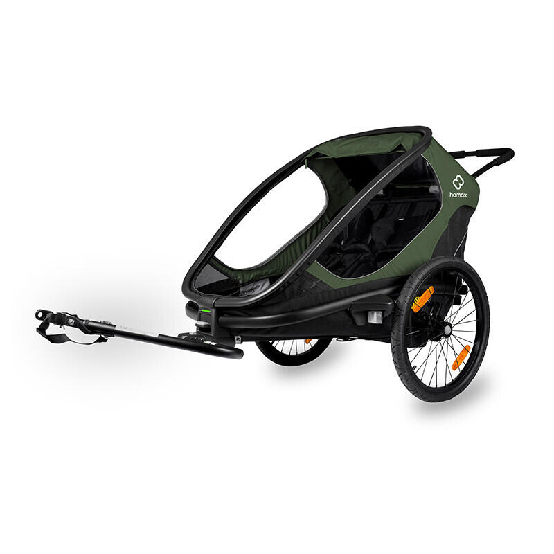 Hamax Outback Bike Trailer incl. Bicycle Arm & Stroller Wheel, zielony/czarny 2022 Przyczepki rowerowe dla dzieci HAM400062