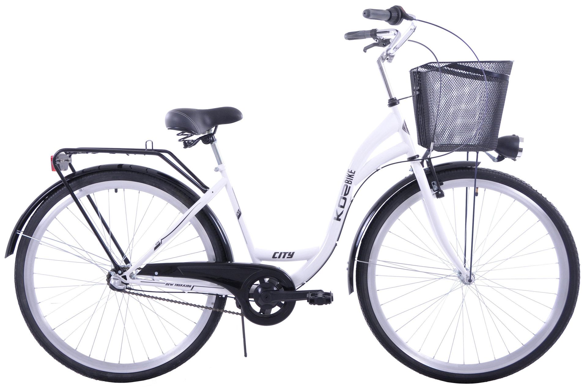 Rower miejski damski 28 KOZBIKE biało czarny 3 biegi V-Brake