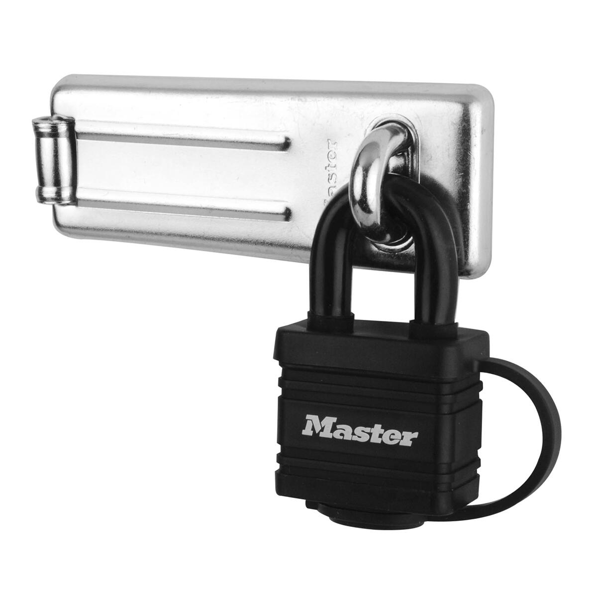 Master Lock 7804704eurd  Vorteilspack: zasuwa do drzwi + kłódkę z pokryciem Vinyl 7804704EURD