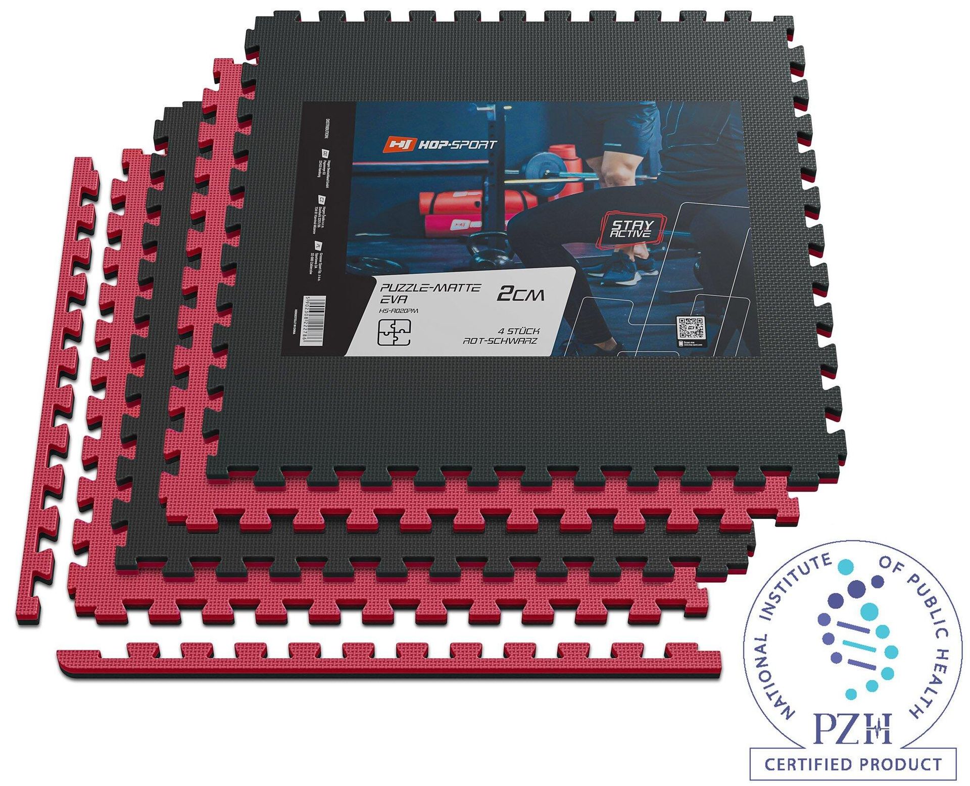 Mata puzzle EVA 2cm czarno/szara - 4 sztuki