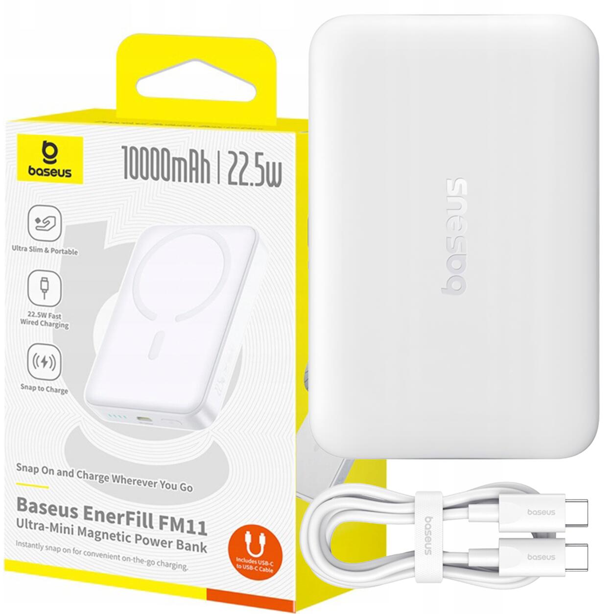 Baseus EnerFill FM11 Ultra-Mini Magnetic 10000mAh 22,5W Biały