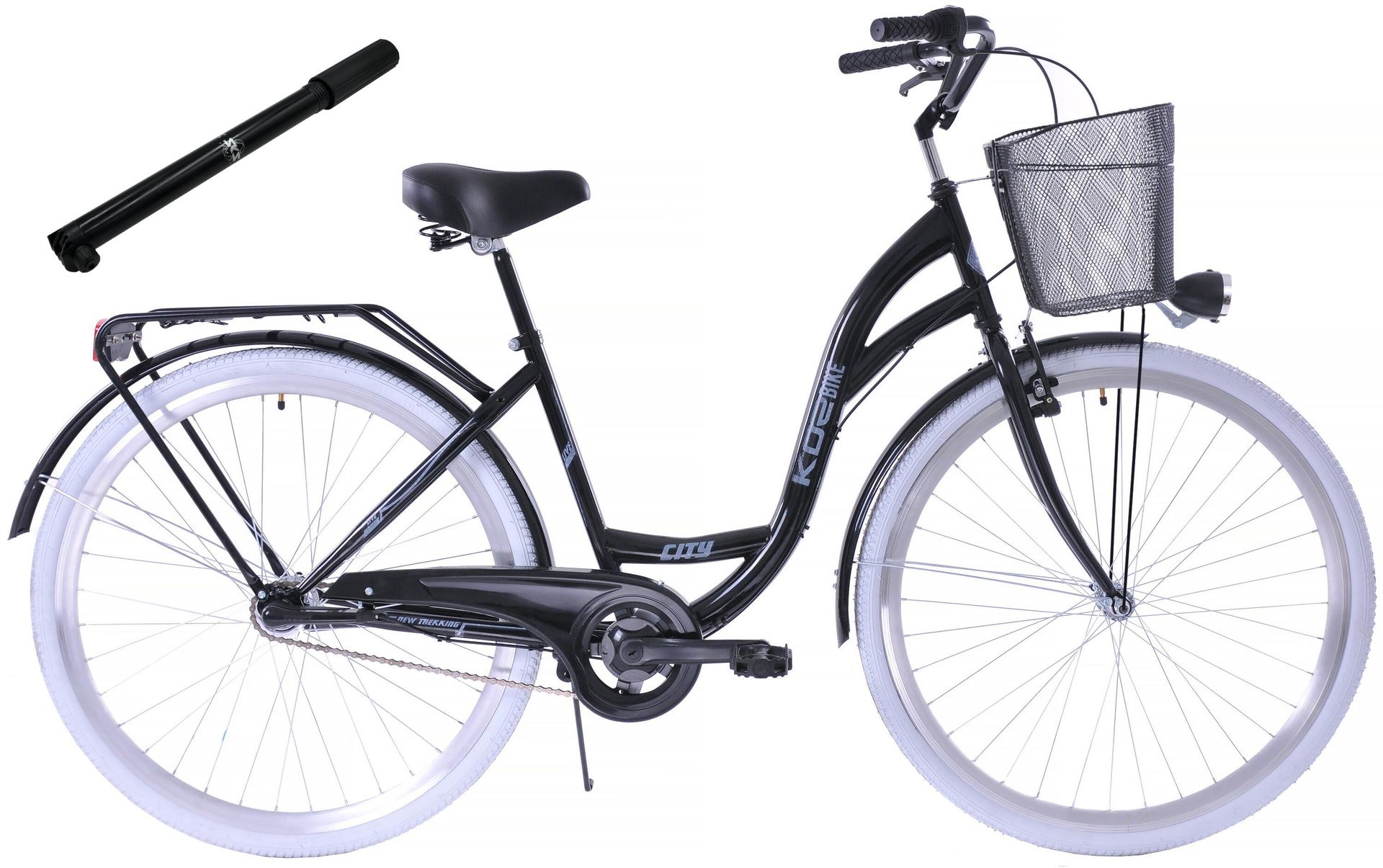 Kozbike Rower miejski Kozbike 28 K14 3bieg czarny białe opony, przerzutka Sturmey Archer J7