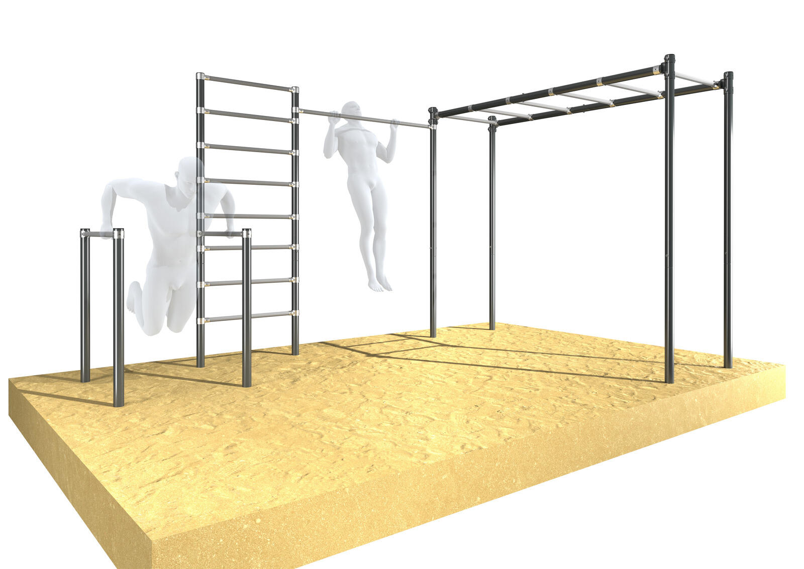 UnderFit Drabinka gimnastyczna ogrodowa z drążkiem i poręczami OCYNK Street workout UNDERFIT UF9889