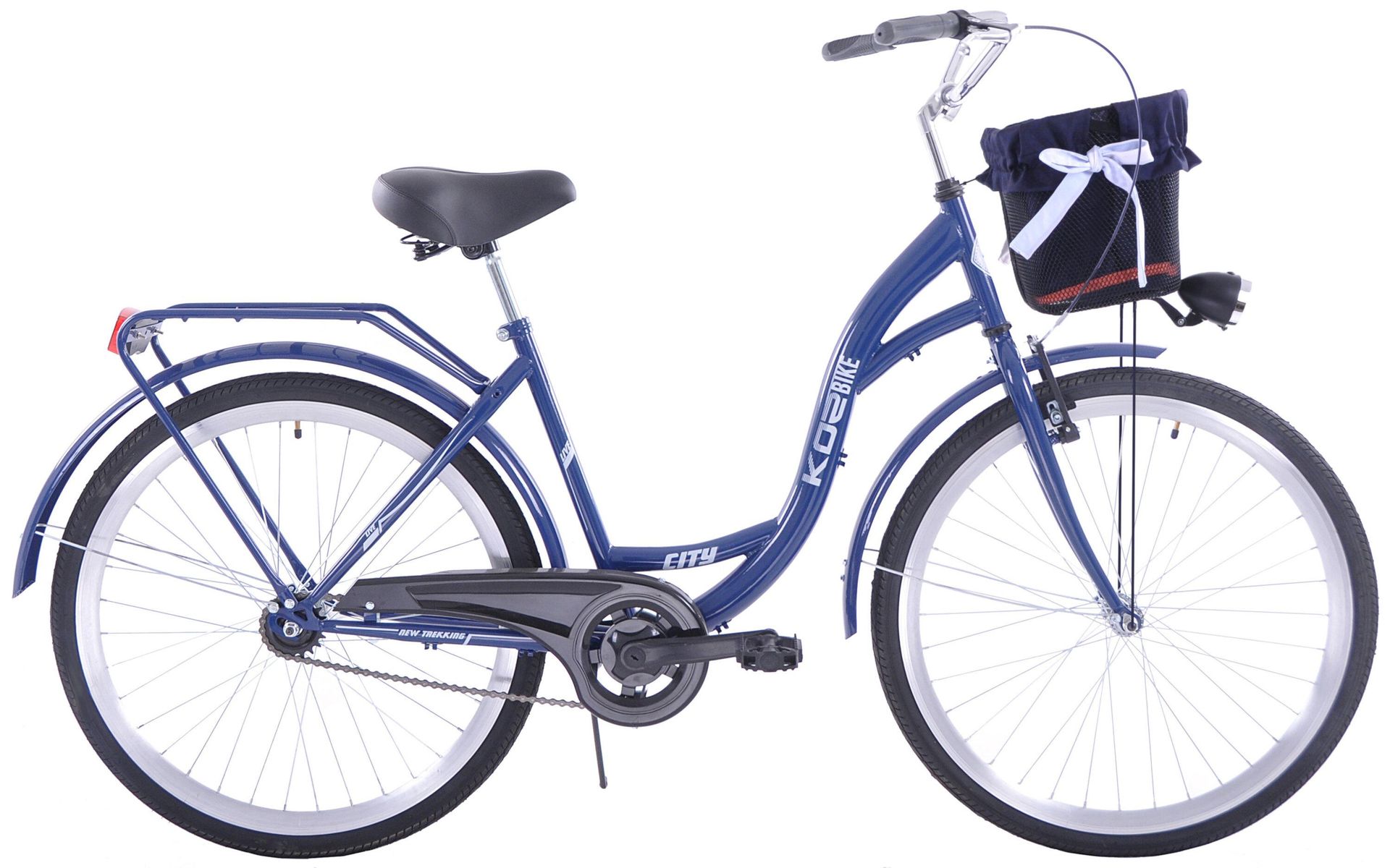 Rower miejski 26 damski Kozbike (K48) 1 bieg granatowy z koszem i wkładką
