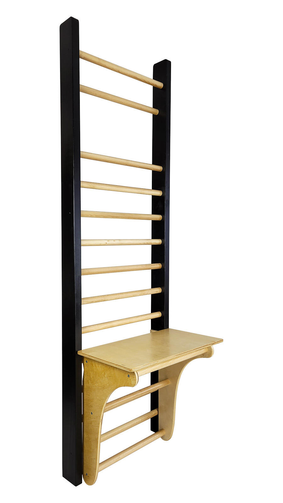 UnderFit Drabinka gimnastyczna Leon 195 x 80 cm czarna + drążek + blat