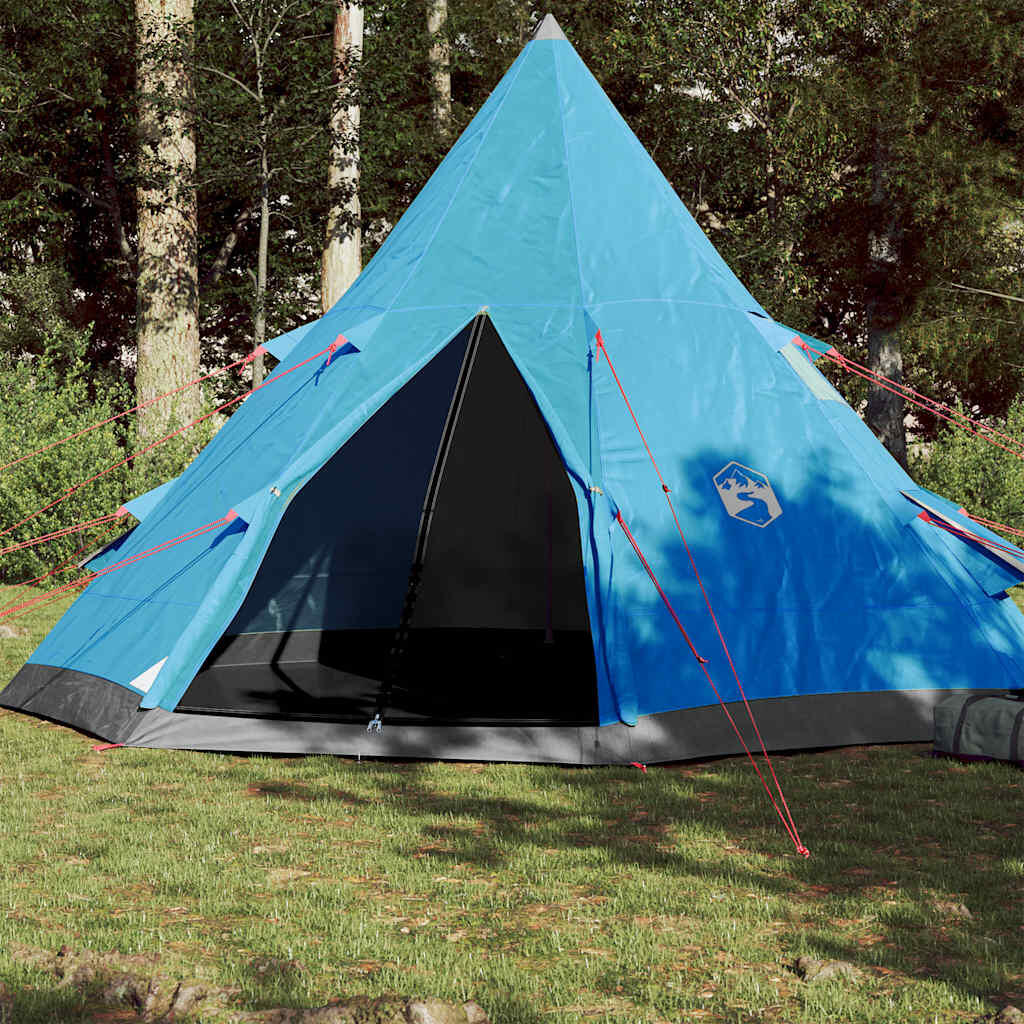 vidaXL Namiot kempingowy, 4-os., niebieski, 367x367x259 cm, tafta 185T