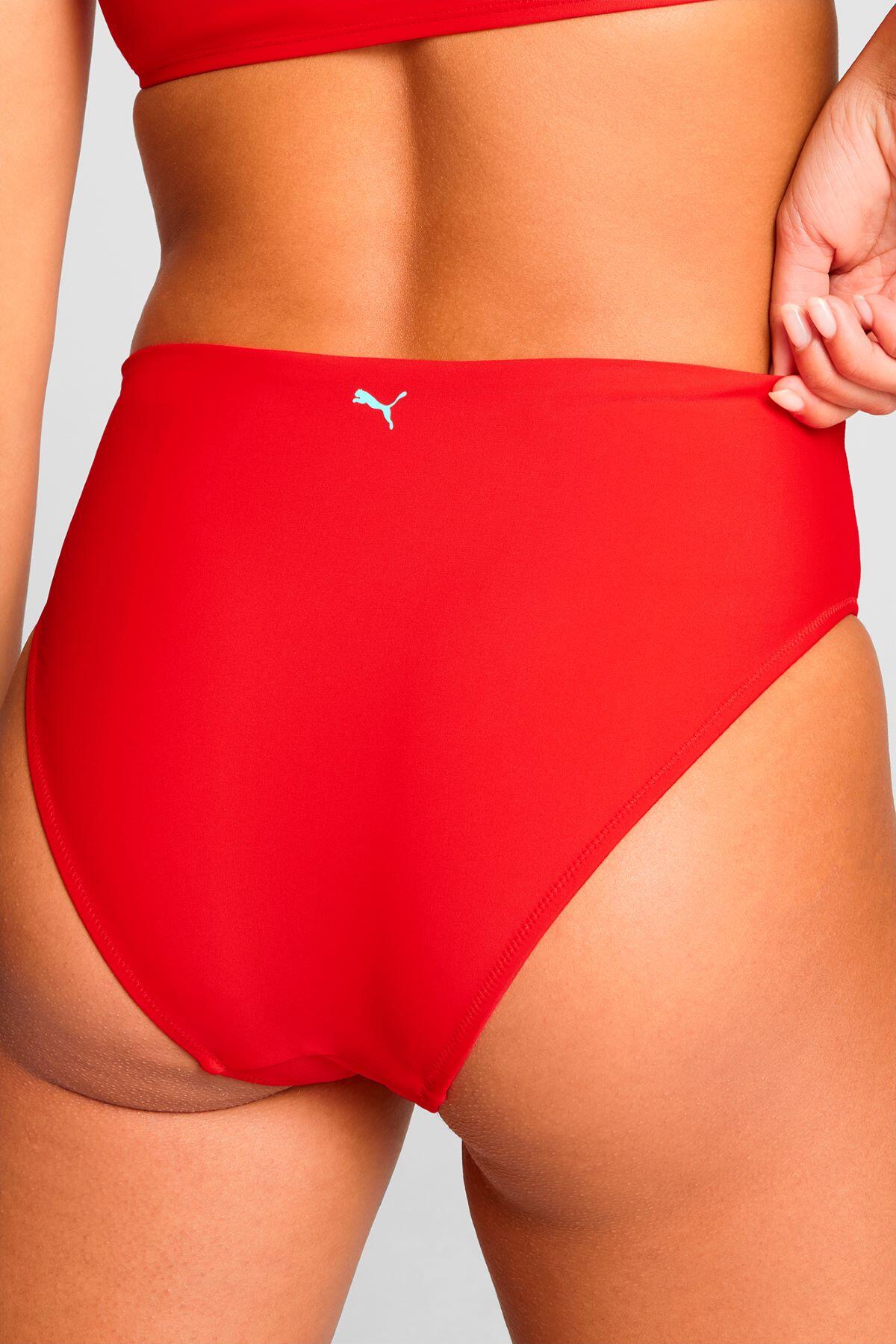 Dół od bikini z wysokim stanem, czerwony