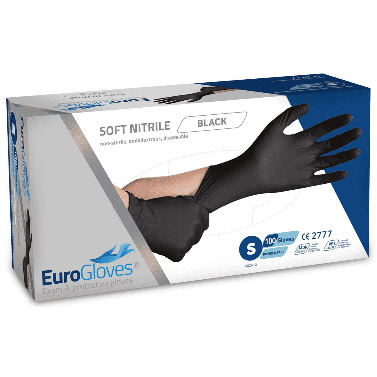Rękawice nitrylowe Eurogloves rozmiar S czarne - 100 sztuk