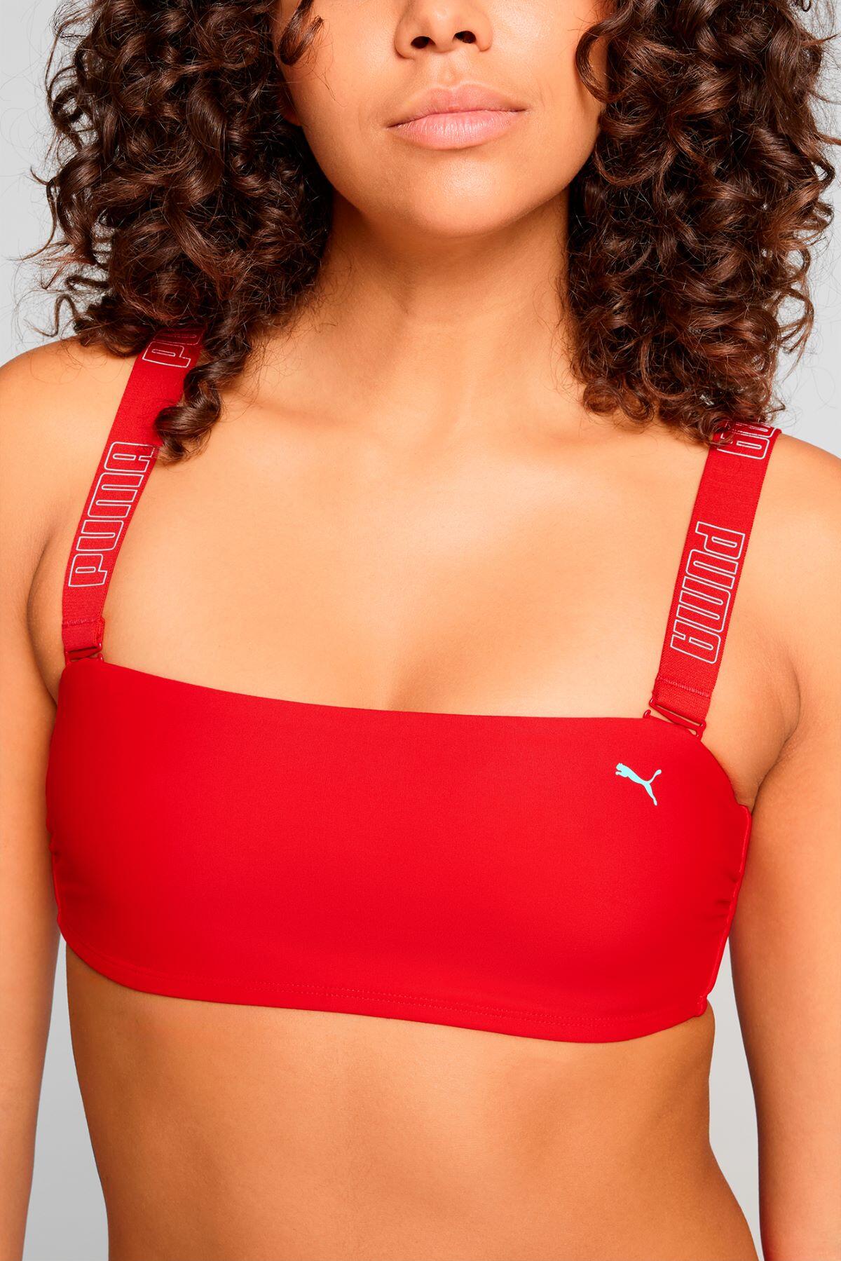 Góra od bikini Bandeau w kolorze czerwonym