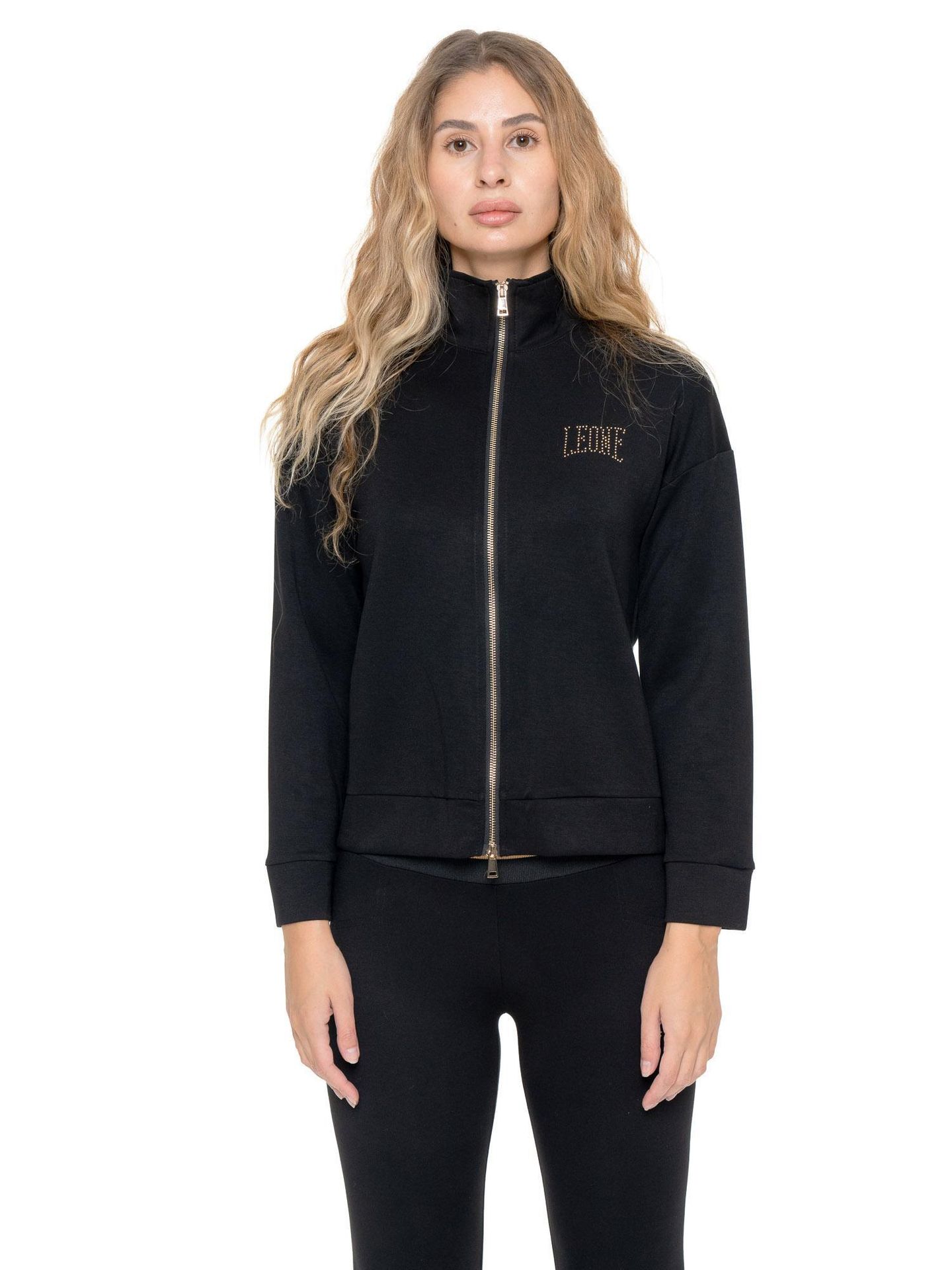 Bluza damska Leone 1947 Apparel Gold Studs ze stójką i zamkiem na zimę