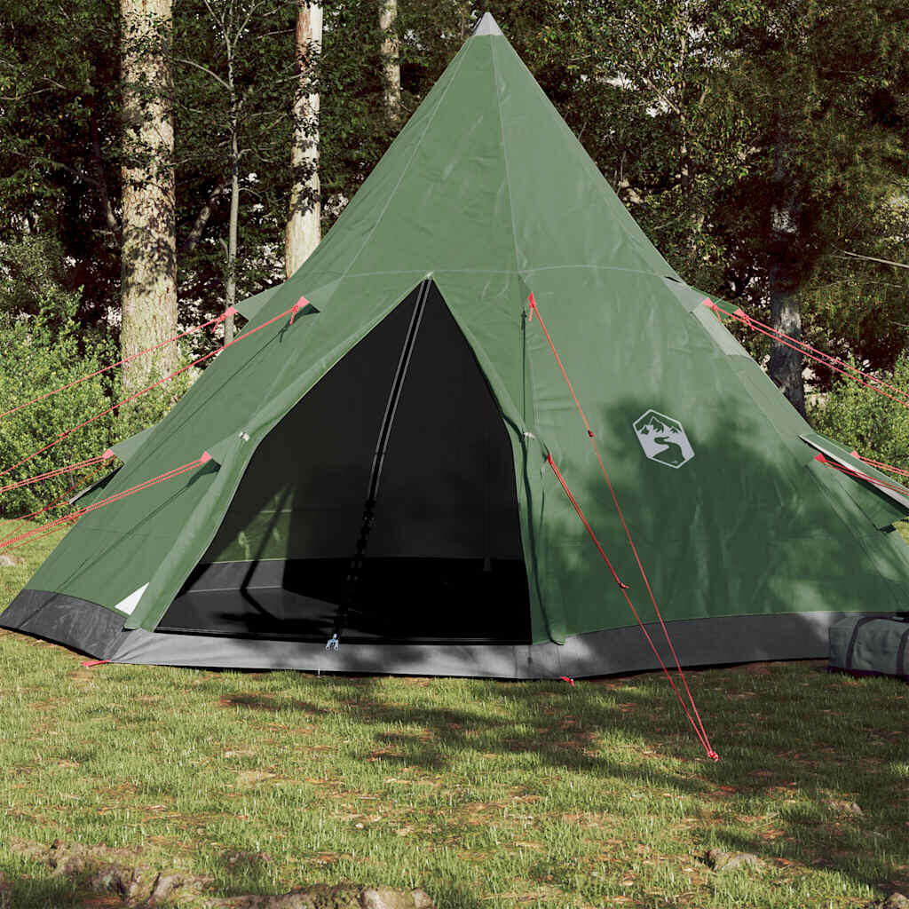 vidaXL Namiot kempingowy, 4-os., zielony, 367x367x259 cm, tafta 185T