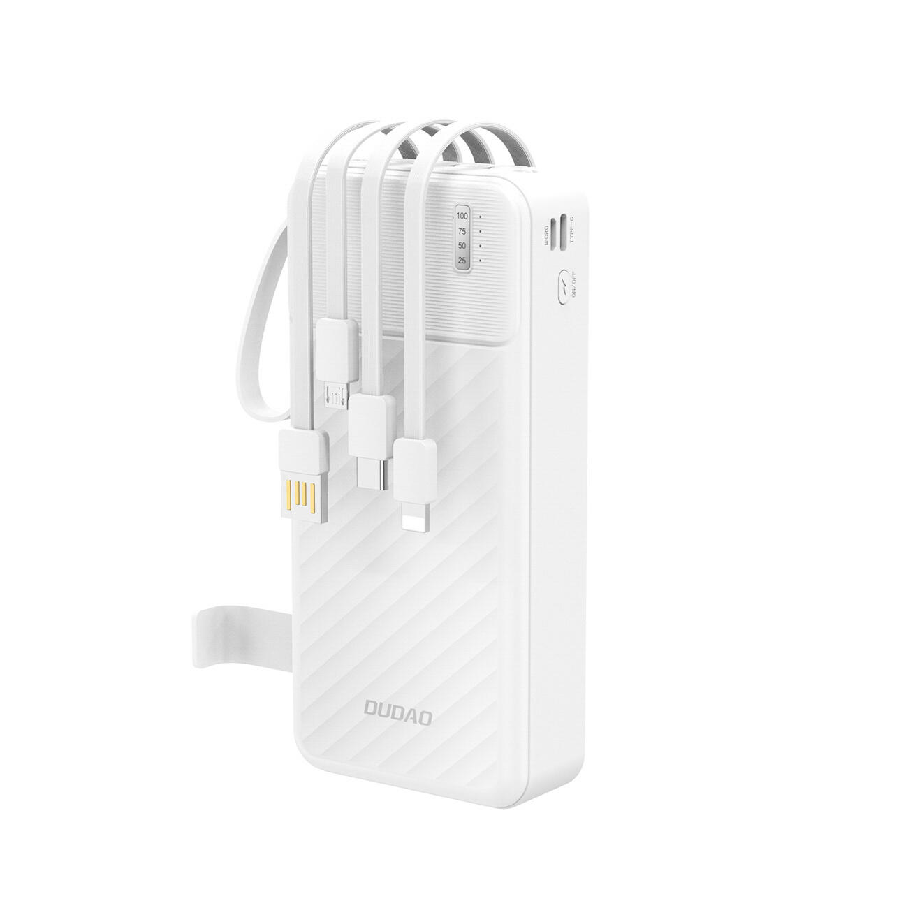 Powerbank Dudao K11 Pro 20000mAh z wbudowanymi kablami biały