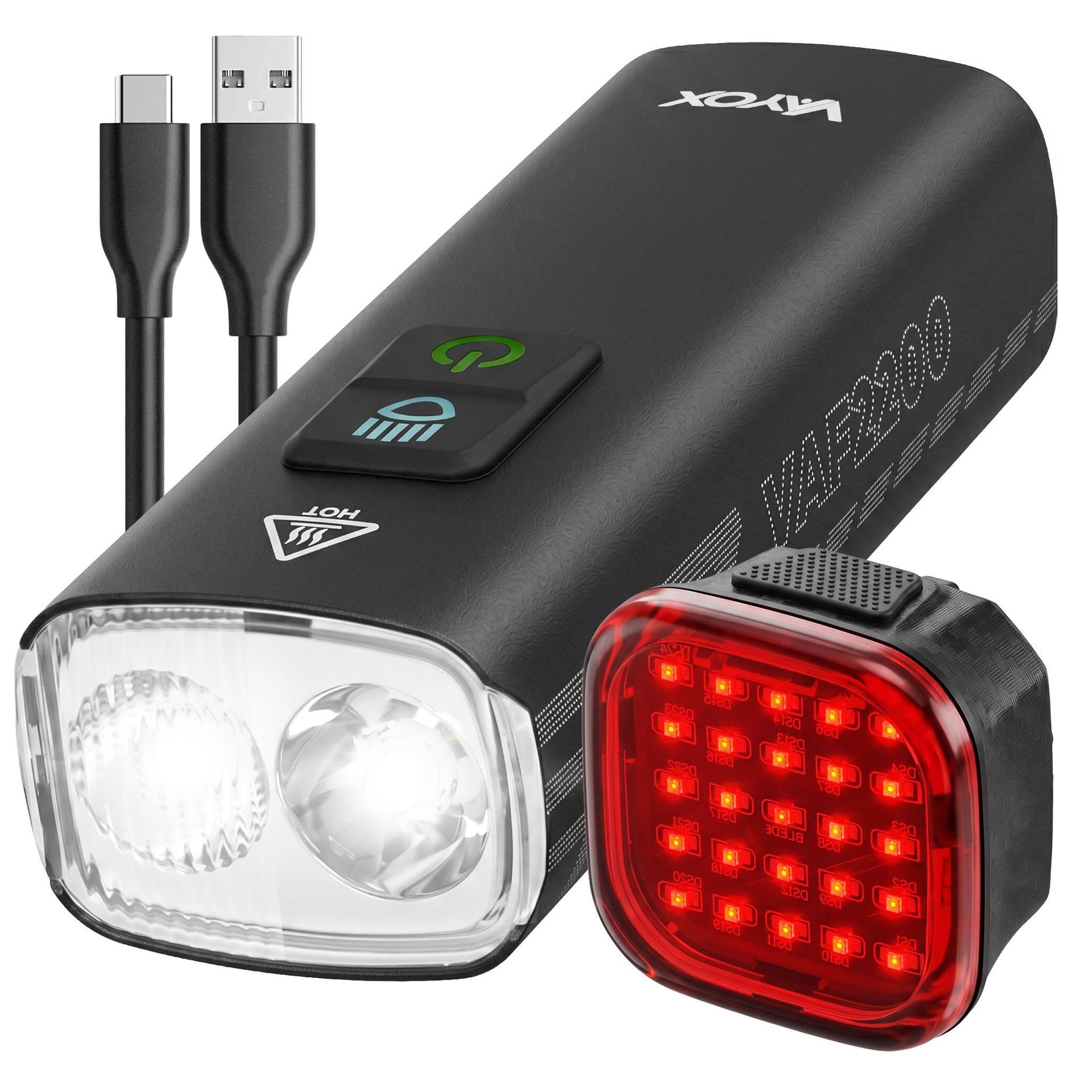 Zestaw lampek rowerowych przednia i tylna Vayox VAF2200 + VAR60 USB-C