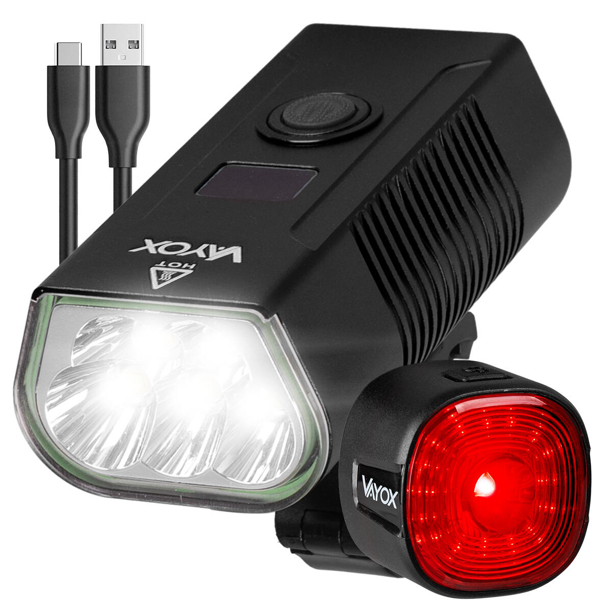 Zestaw lampek rowerowych VAYOX VA0073 + VA0156 przednia i tylna POWERBANK