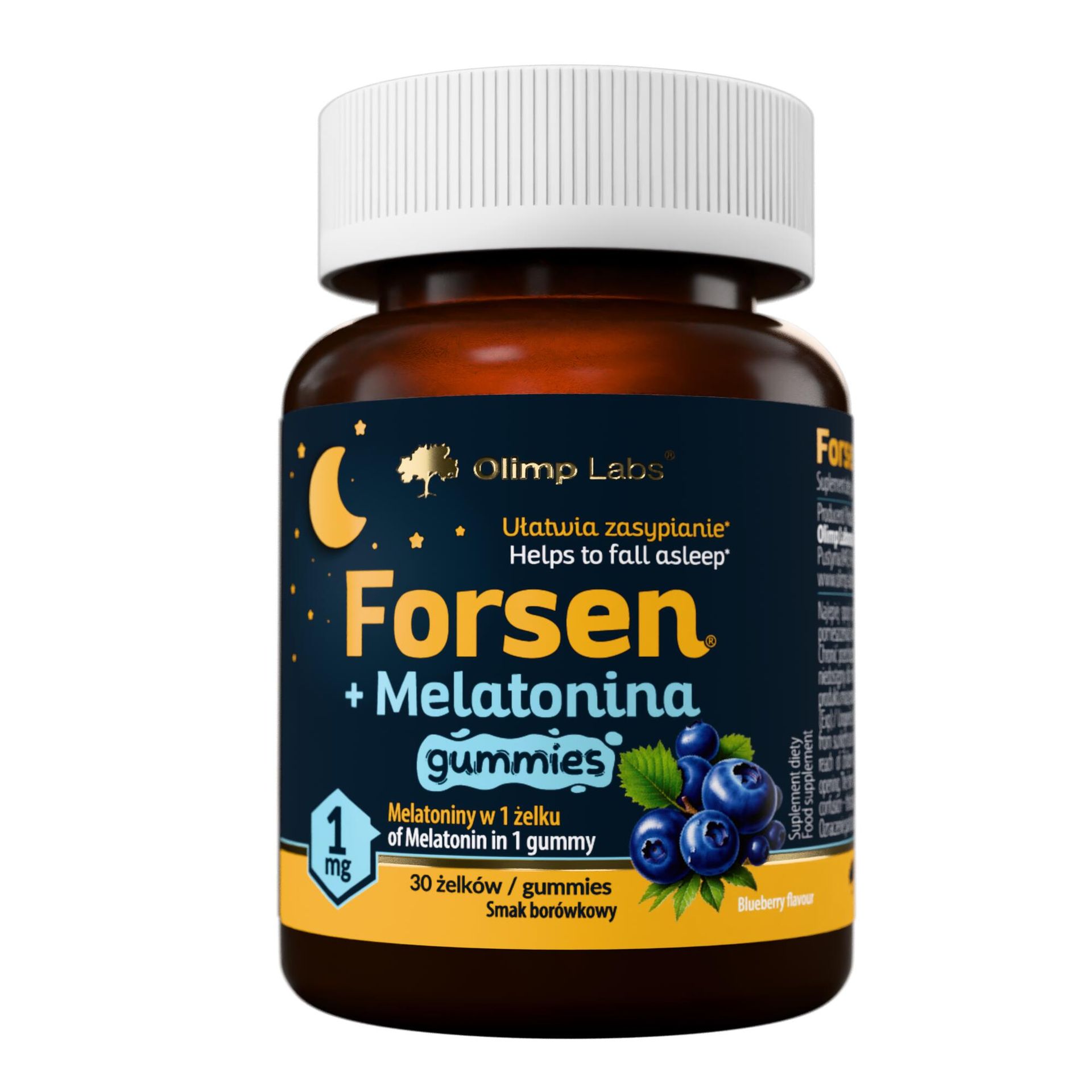 Olimp Forsen + Melatonina Gummies, żelki o smaku borówkowym, 30 sztuk