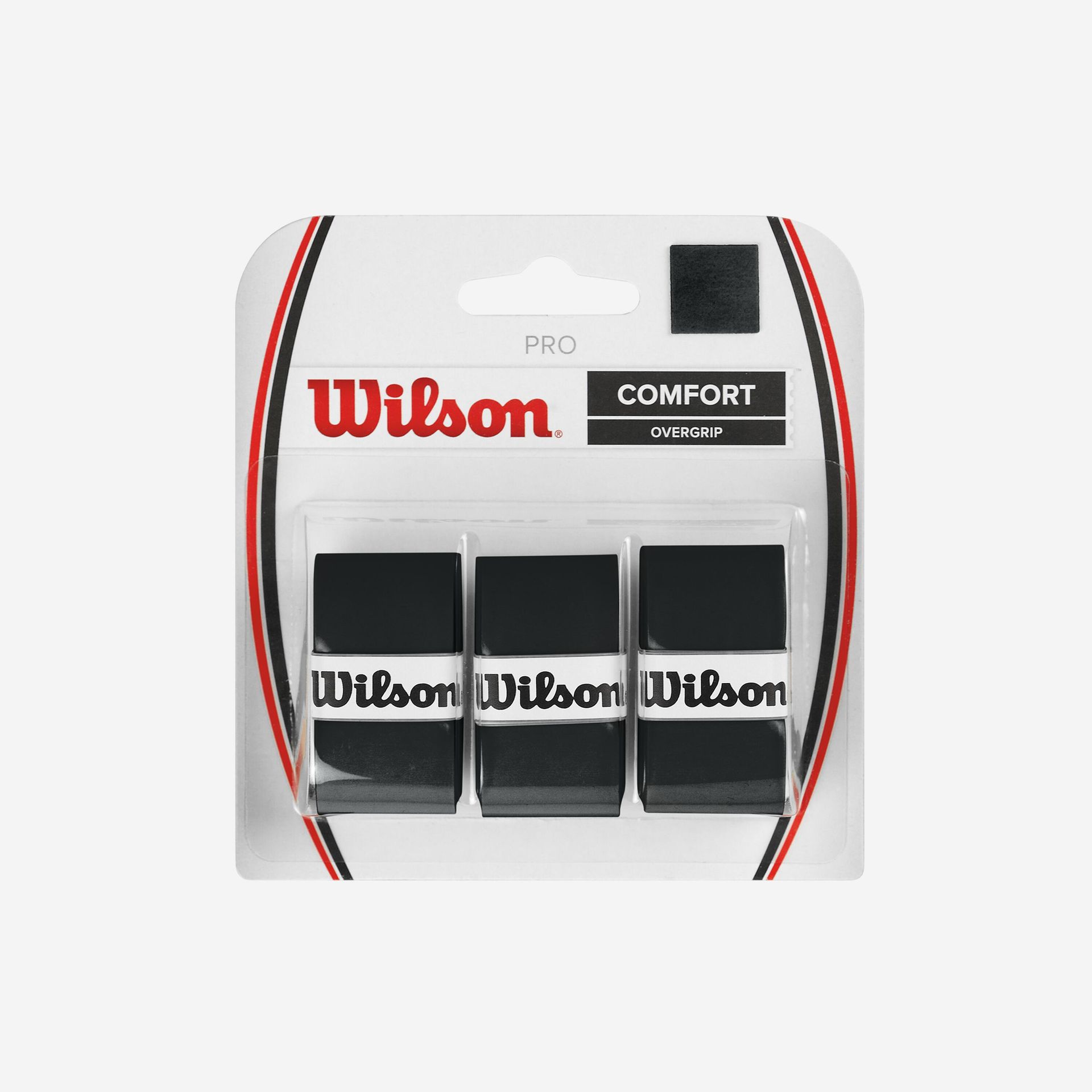 Wilson Comfort Pro Overgrip owijka do rakiety, zestaw 3 sztuk, czarny, jeden rozmiar WRZ4014BK