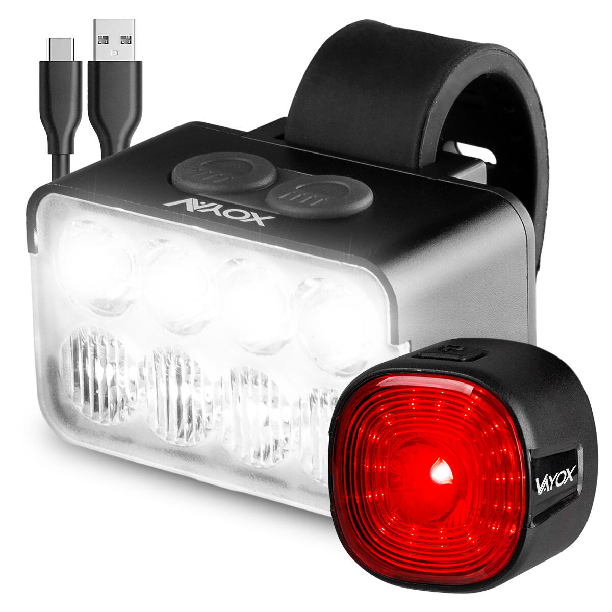 Zestaw lampek rowerowych VAYOX VA0151 + VA0156 przednia i tylna USB-C