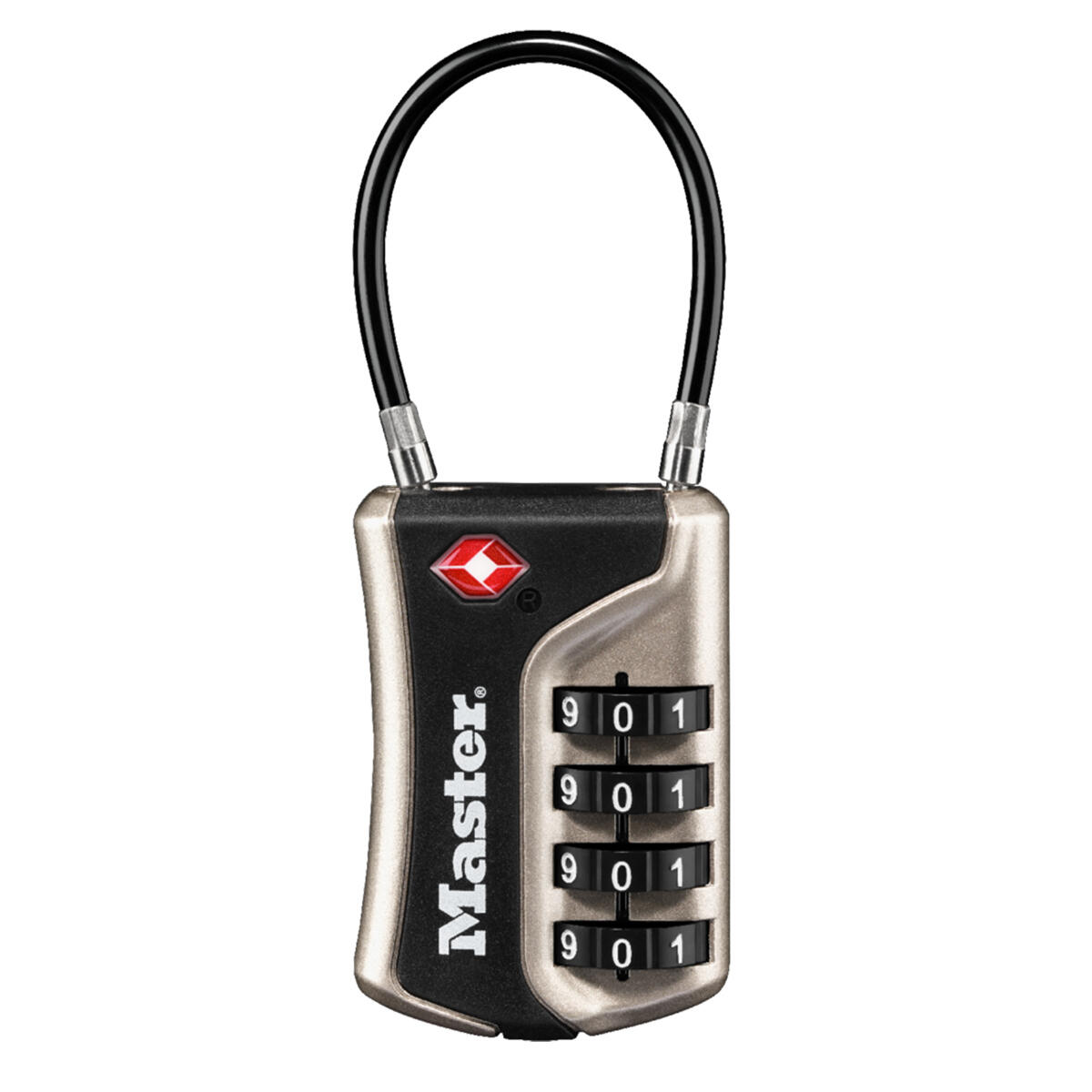 Master Lock 4697eurdnkl kłódka TSA zamek szyfrowy do walizki, srebrny