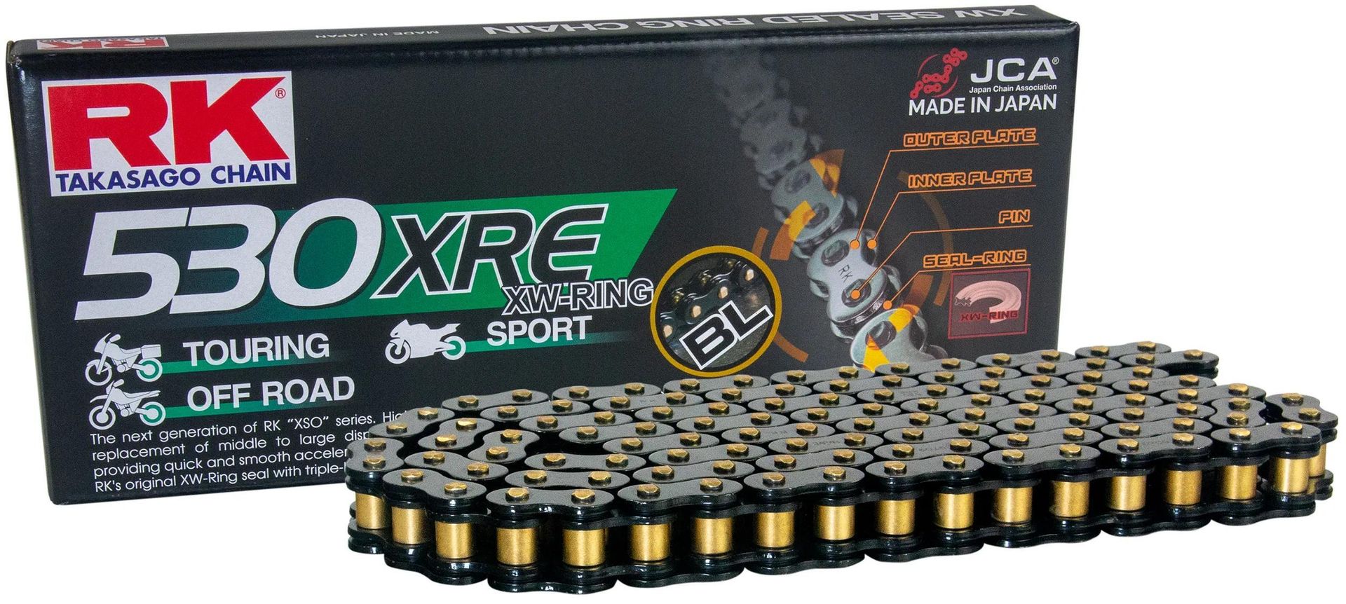 Łańcuch RK 530 XRE 116 N czarny otwarty