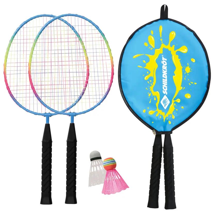 Schildköt Zestaw piórek dla dzieci Junior, 2 skrócone rakiety 45,5 cm, 2 piłeczki do piór, w etui 3/4, 970907