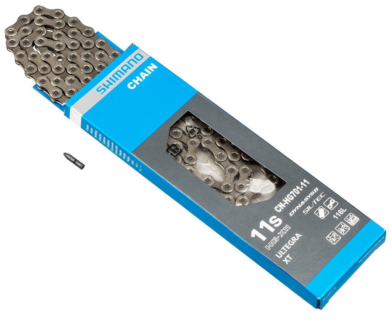 SHIMANO Łańcuch Ultegra / XT CN-HG701 / Ilość biegów: 11 / Ilość ogniw: 116 / Wersja opakowania: standard ICNHG70111116
