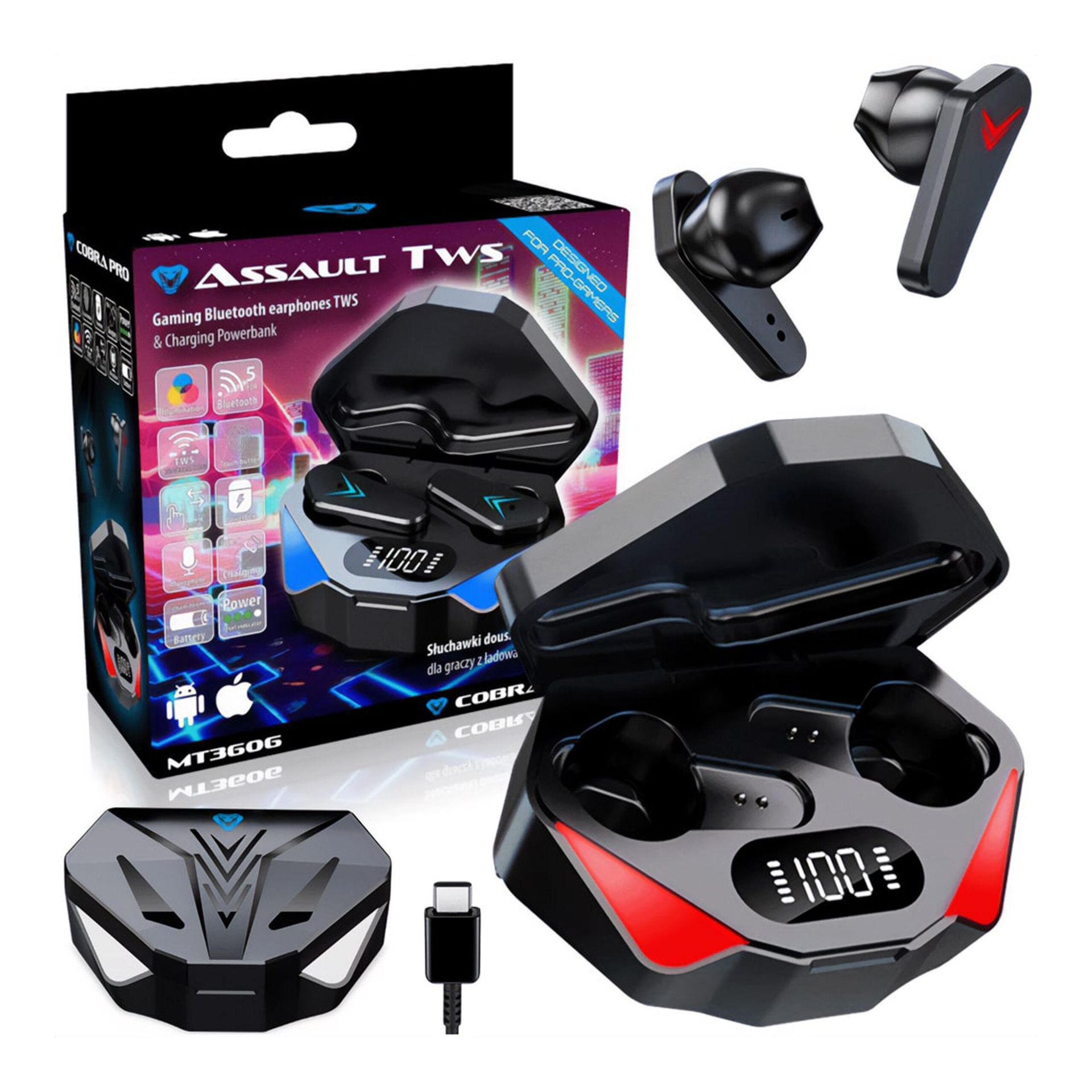 MEDIA-TECH COBRA PRO ASSAULT TWS MT3606 czarne