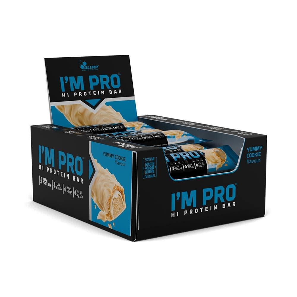 Opakowanie batoników proteinowych Olimp I'M PRO Protein Bar Yummy Cookie 40 g x 15 sztuk (5901330094422)