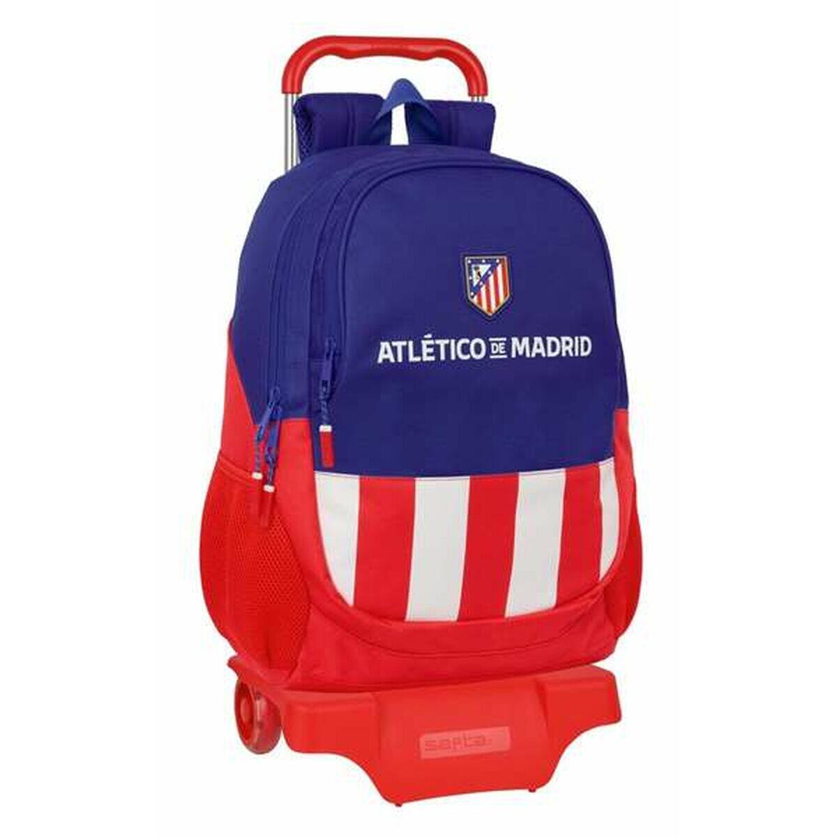 Safta ATLETICO DE MADRID - Plecak szkolny z wózkiem, idealny dla dzieci w różnym wieku, wygodny i wszechstronny, jakość i wytrzymałość, 33 x 15 x 43 cm, Czerwony/niebieski/biały, M, Casual