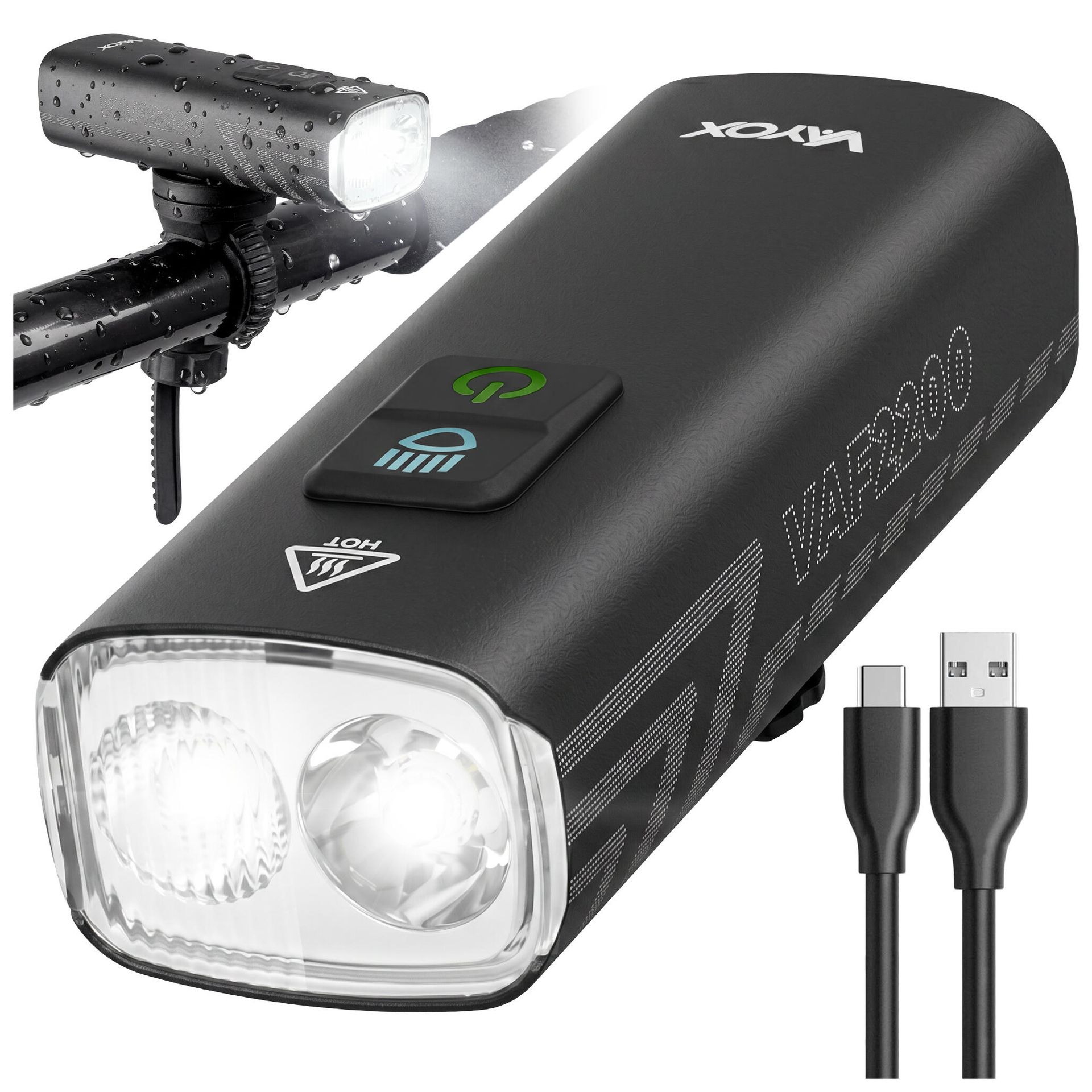 Lampka rowerowa przednia Vayox VAF2200 2200lm akumulatorowa USB-C