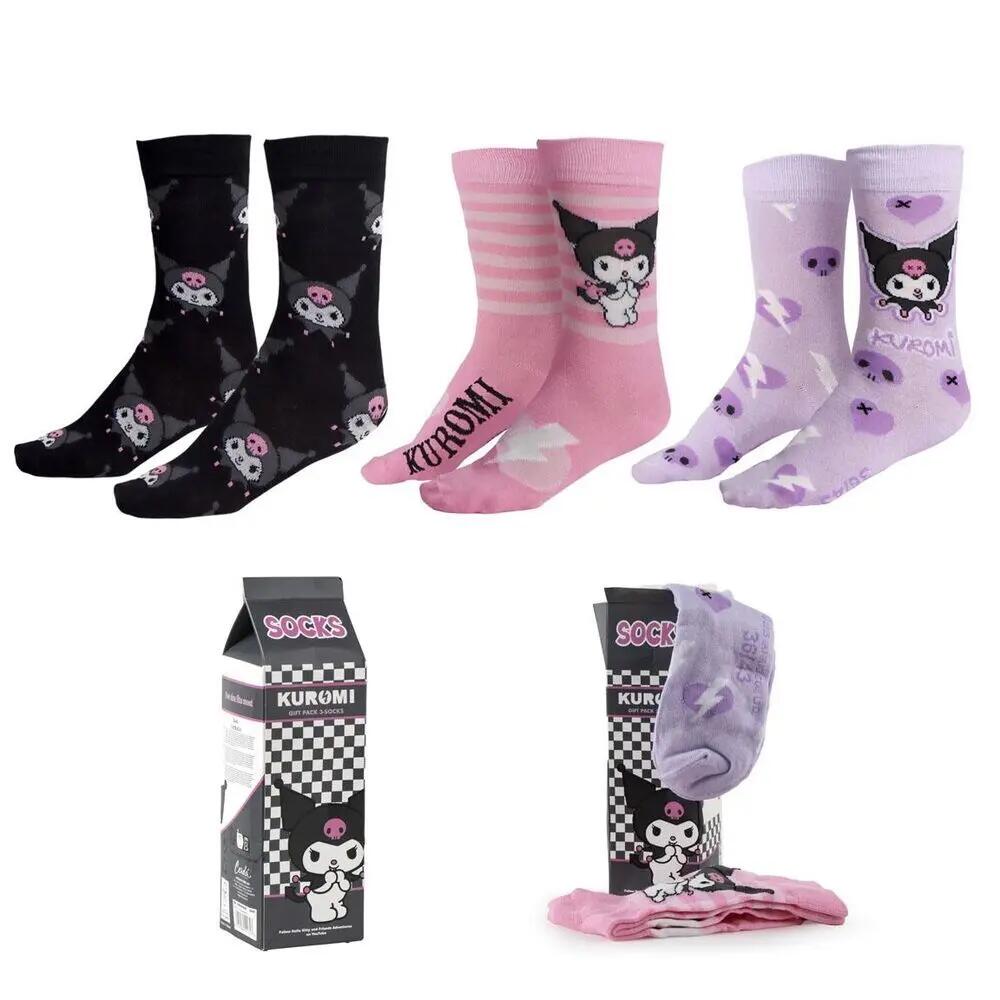 Cerd�� - Zestaw 3 skarpetek dla dorosłych Hello Kitty Kuromi, oficjalny produkt