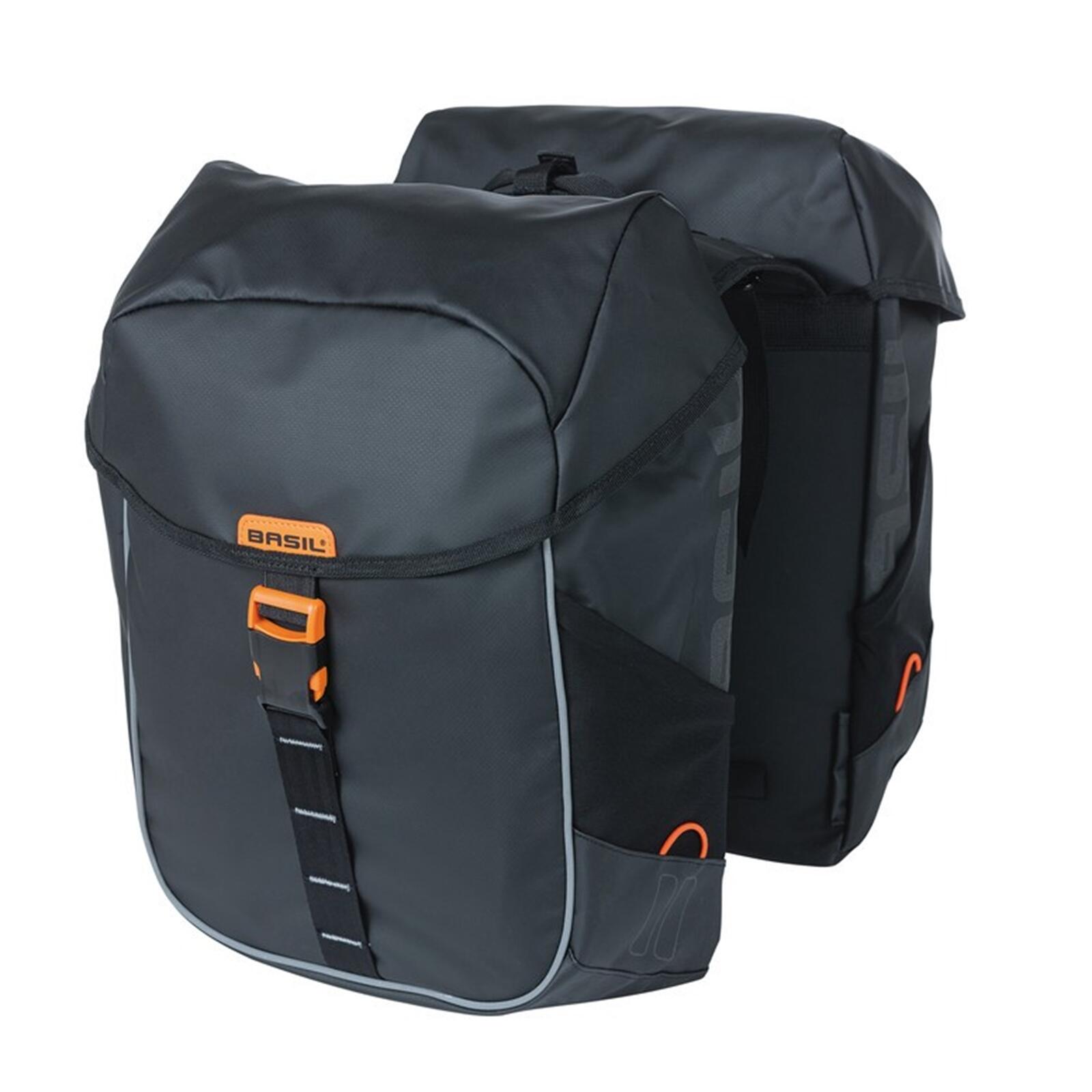 Basil Miles Tarpaulin Double Pannier Bag 34l, black/orange 2021 Sakwy 18086